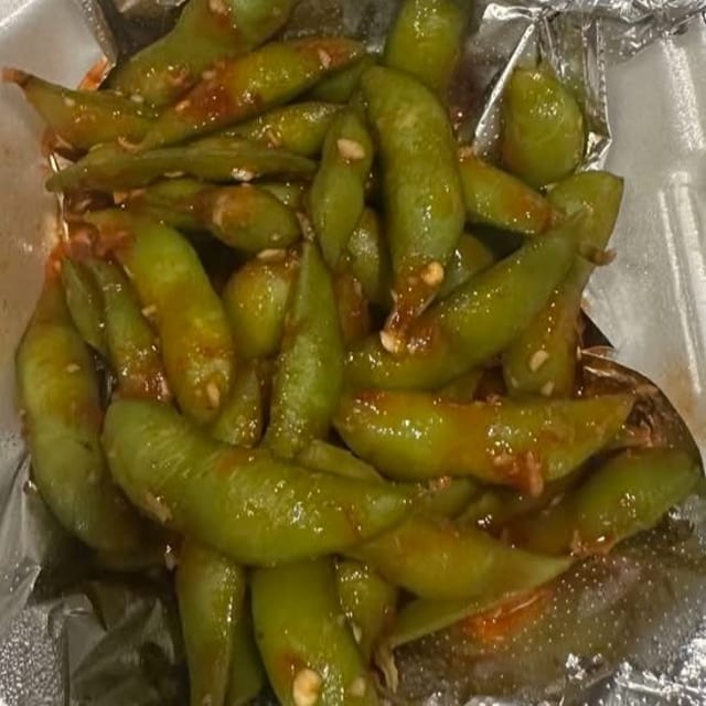Spicy Garlic Edamame.
